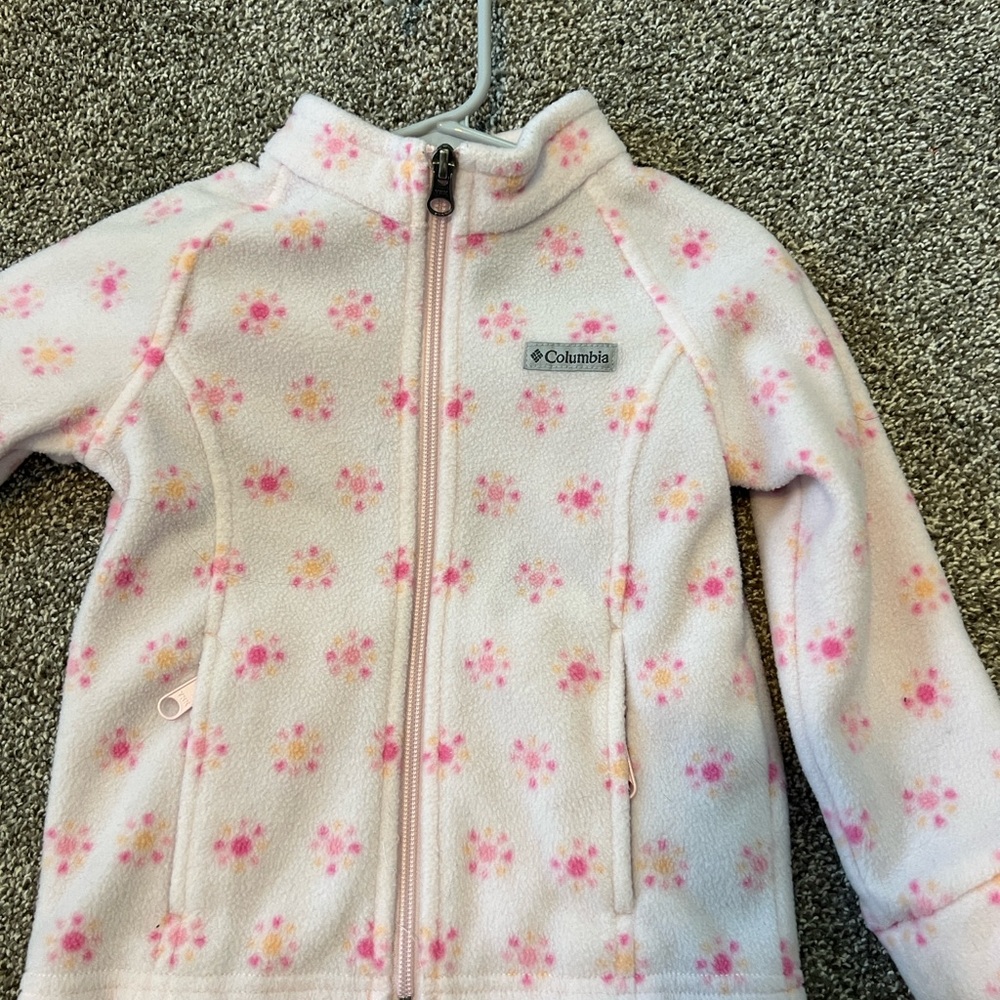Columbia White and Pink Floral Fleece Jacket